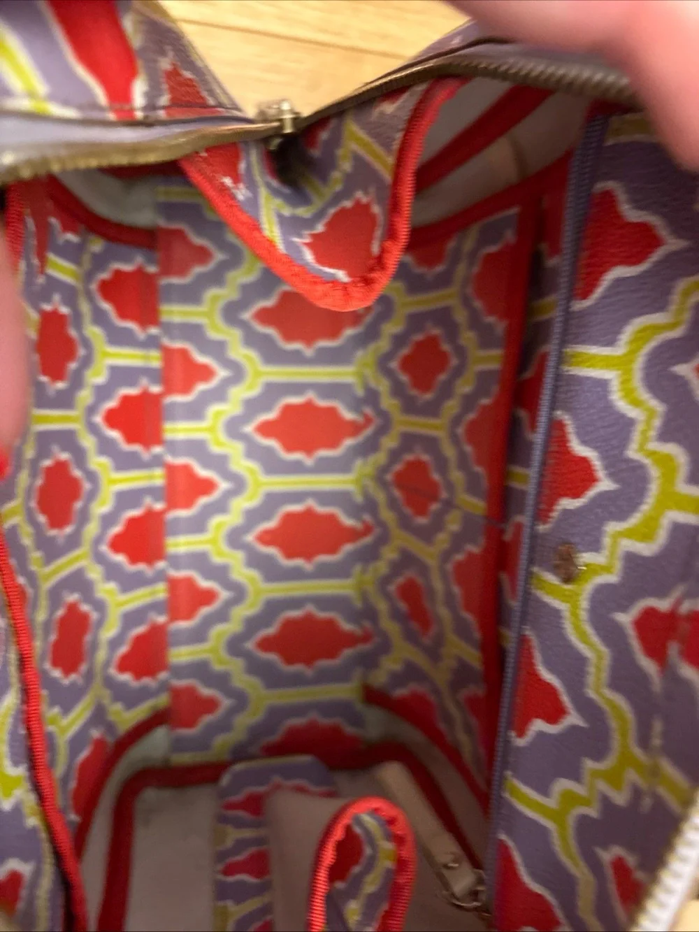 Kate Spade  Lavender orange & yellow Geometric Tote with Red Wallet